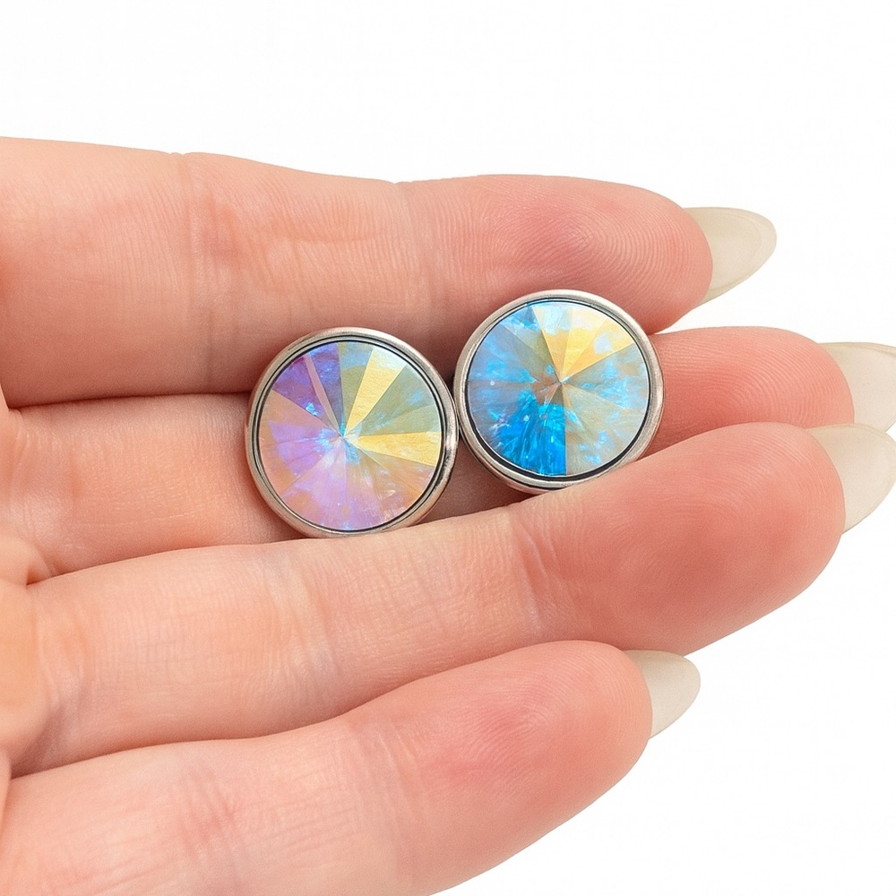 Swarovski Silver and Blue Crystal Earrings - Picture 2 of 4